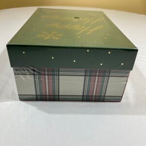Recollections Photo Box Green Plaid Happy Holidays Snowflake New and Sealed